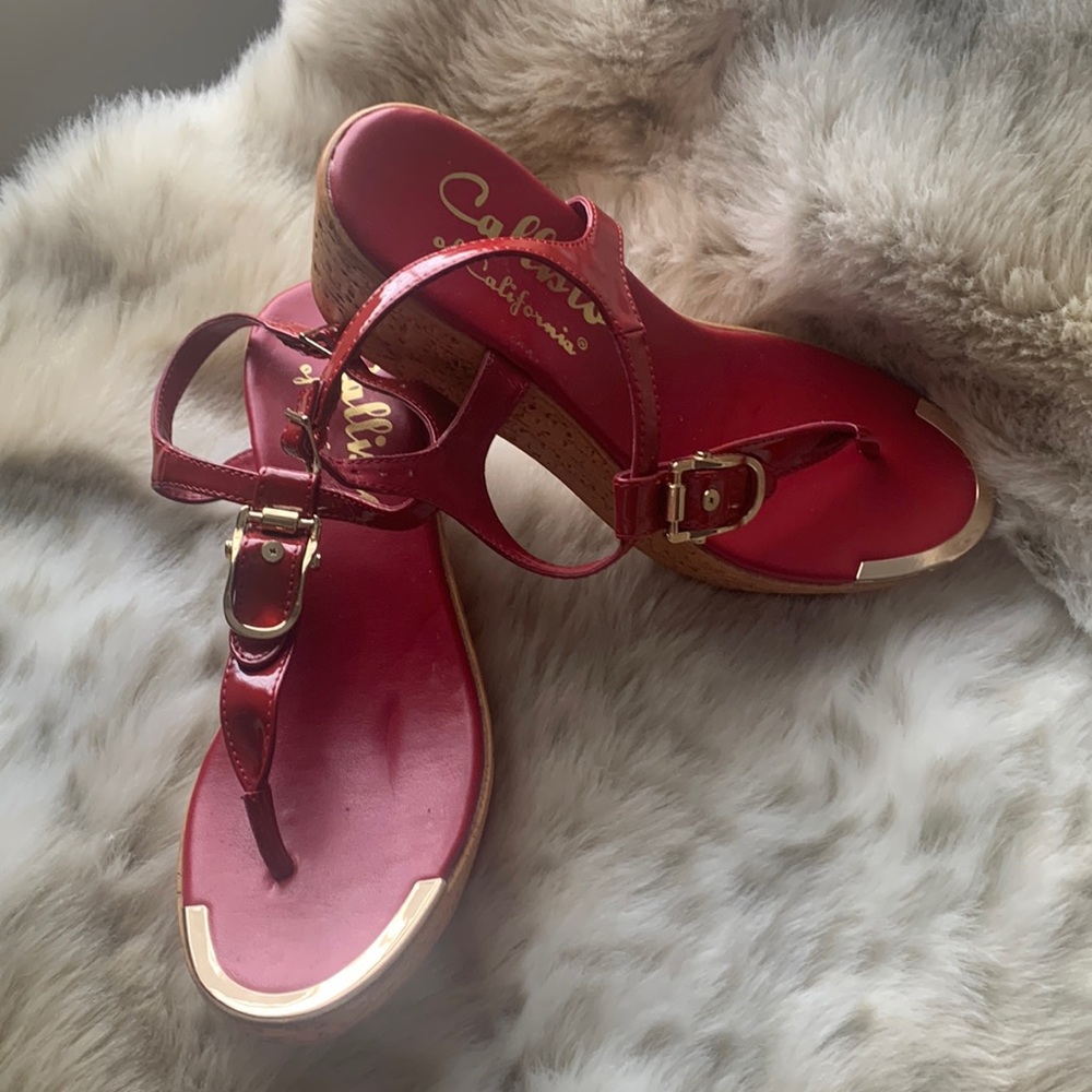 Callisto of California red and gold shoes
